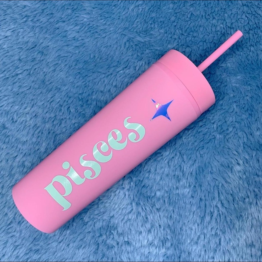 Pisces Zodiac Reusable Tumbler Cup with Straw